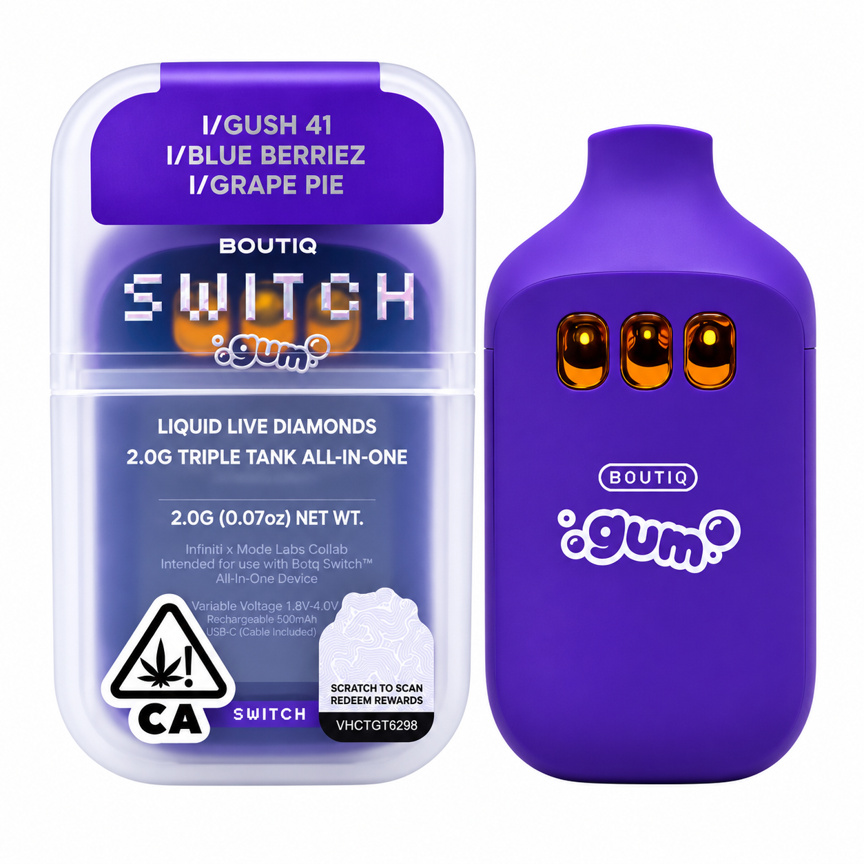 Boutiq Switch Gum 2g - Liquid Live Diamonds